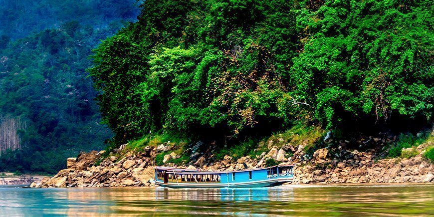 Cruisebåt på Mekong-elven