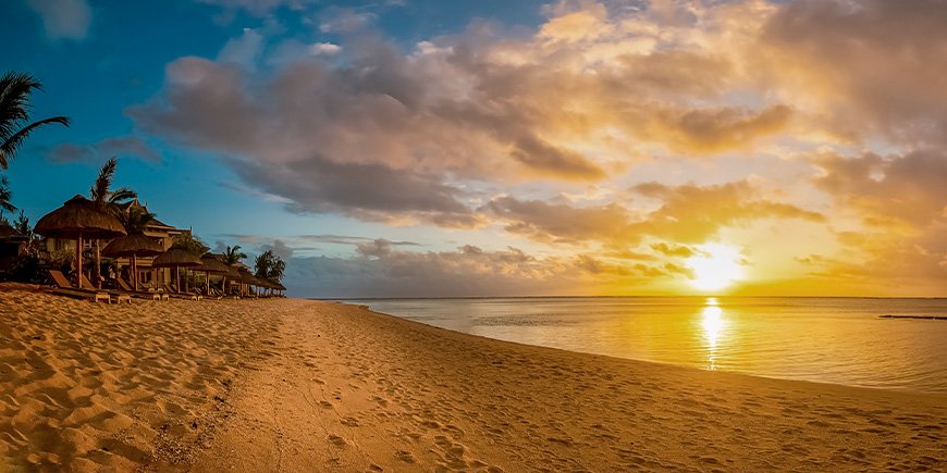 Solnedgang ved Le Morne på Mauritius